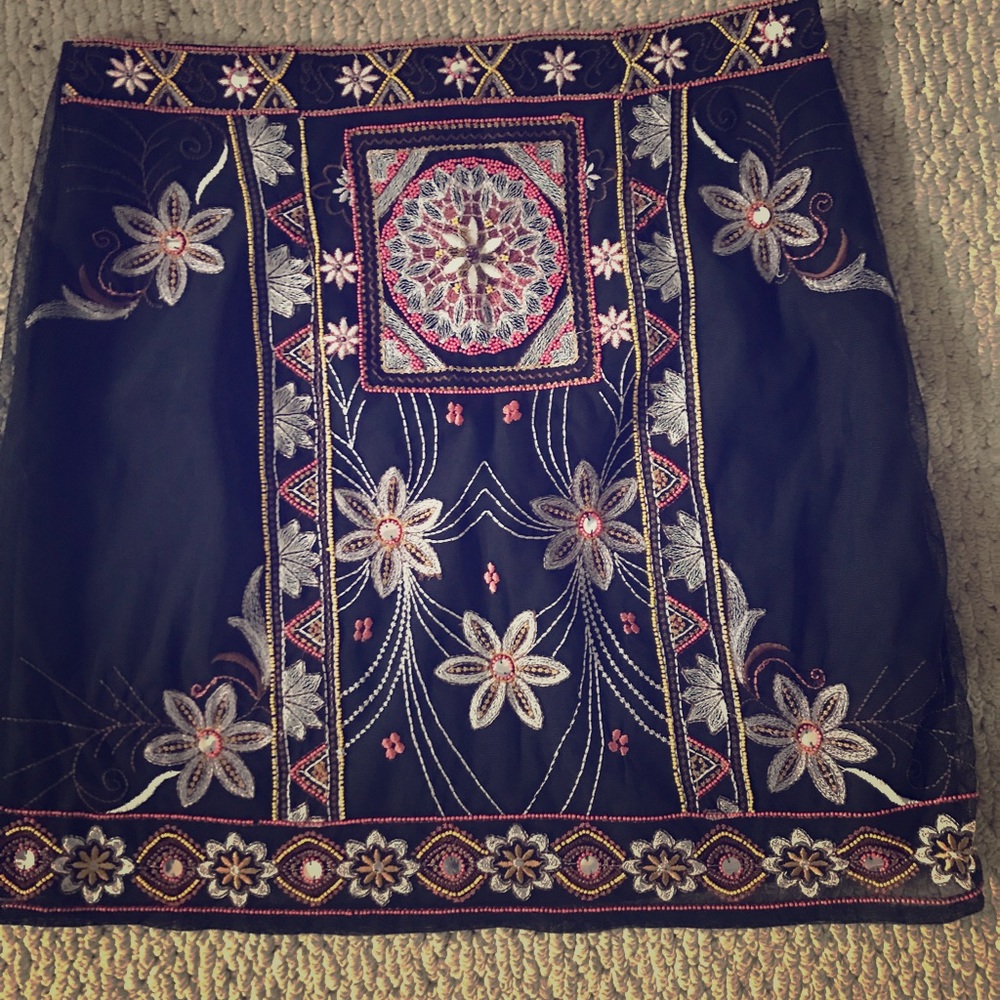 Embroidered and beaded skirt
